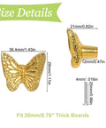 Size details of Six Piece Zinc Alloy Drawer Knobs Antique Butterfly Pull Handles with screws for drawers and cupboards, gold finish.