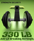 330 lb load capacity shown with cam buckle on 0.75 Inch By 48 Inch Lashing Straps With Cam Buckles, No Knots Needed, Black, 4 Pack