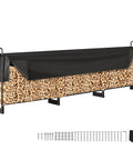 Beefy Heavy Duty Outdoor Firewood Rack With Waterproof 600D Oxford Cover Holds Three Quarter Cord Of Wood 152 Inch Long Steel Storage Rack