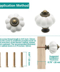 Top Shelf Vintage White Ceramic Pumpkin Cabinet Knobs Totally Bangin Styles For Kitchen Drawers And Bedroom Dressers Gonna Upgrade Any Space Quick Install 12 Piece Hardware Bundle Included application method with screw lengths shown.