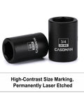 19 Piece 1/2 Inch Drive Impact Socket Set SAE Shallow Range 3/8 To 1-1/2 Inch Cr-Mo Alloy Steel Radius Corner Design Heavy Duty Gear