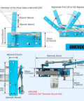 Diagram showing dimensions of DC 24V Linear Actuator Reciprocating Motor with adjustable swing 20-120 degrees and 275 RPM speed regulator.