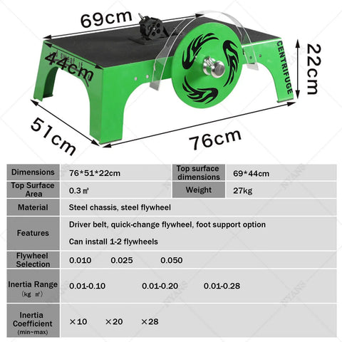 Full Body Flywheel Trainer With Anti Slip Platform Harness Straps For Heavy Overload Workouts, green steel design, 76cm length.