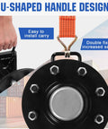 U-shaped handle design of Bombproof Shipping Container Wheels with 8x6.5 lug hubs for easy transport and safety.