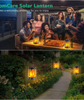 Upgraded Solar Lantern With Realistic Flickering Flame Outdoor Hanging Lantern Lights For Patio Garden Deck Yard Waterproof LED 4 Pack Solar Powered Ambience Lighting Hassle Free No Wiring Easy Setup