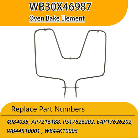 Oven Heating Element Replacement For GE Hotpoint Kenmore Ovens WB30X46987 shown as a U-shaped metal element with connectors