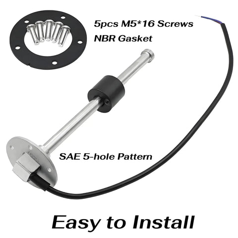 Badass Rock Solid Stainless Steel Fuel Sending Unit For Marine Boat And RV IP67 Waterproof Tank Level Sensor with screws and gasket.
