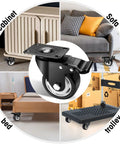 Built Tough 3 Inch Swivel Plate Casters With Secure Wheel Brakes And Smooth Double Ball Bearings for cabinet, sofa, bed, and trolley use.