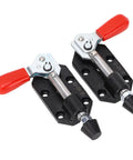 Game Changing Push Pull Toggle Clamps For Woodworking And Metal Work Quick Release Lever Action with cast iron body and red handles.
