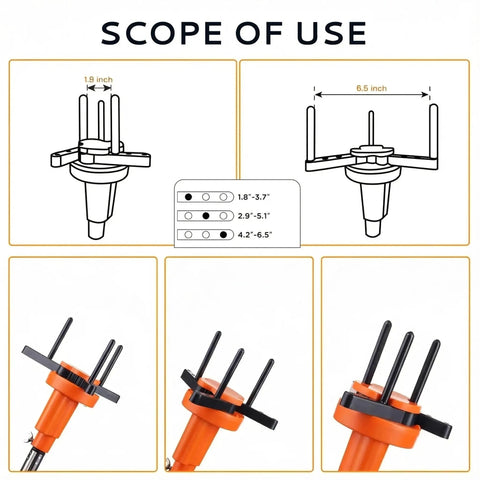 Zero Sweat Electric Smoke Detector Swap Tool Featuring Radio Controlled Expandable Silicone Grips, dimensions 1.9 inch and 6.5 inch for easy use.