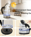 Fast Boil Electric Water Kettle 1.8L with Auto Shut Off Boil Dry Protection BPA Free Borosilicate Glass and Stainless Steel