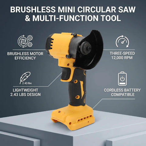 Badass 3 Inch Cordless Circular Saw And Versatile Mini Angle Grinder With Beefy Brushless Motor Cranks Out 12000 RPM, 2.43 lbs design.