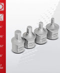 Stubby Low Profile SAE Hex Bit Socket Set 9 Piece In One Eighth To Nine Sixteenths Inch S2 Steel with four sockets size 1/8 to 1/4 inch