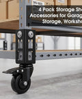 8 Pack 3 Inch Heavy Duty Caster Wheels With Beefy 3mm Steel Brackets 3000 Lbs Capacity For Storage Rack, black wheel on steel bracket.