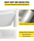 8x16 Inch Crawl Space Flood Vent Wall Mounted White Foundation Vent shown in heavy-duty zinc coated steel with corrosion resistance