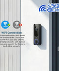1080P WiFi Video Doorbell Camera Battery Powered With Smart AI Human Detection And Motion Alerts, mounted on a wall