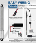 Side view of a silver DC HOUSE mini 12V electric linear actuator with 4" stroke and 4.5 lb force.