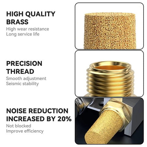 Close-up of One Quarter Inch Male Thread Sintered Bronze Exhaust Muffler Silencer For Pneumatic Systems Pack Of 5 features