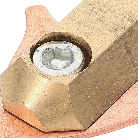 Close-up of a copper clamp from a Two Piece Copper Dent Puller Kit With Heavy Duty Auto Body Clamps For Vehicle Sheet Metal Forming