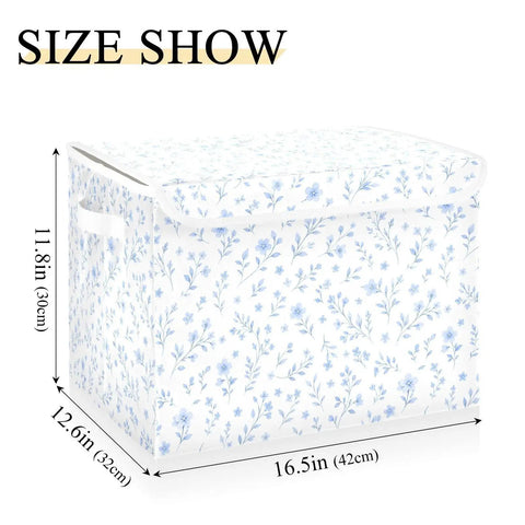 Built Tight Foldable Storage Bin With Heavy Duty Handles And Velcro Close Top For No Sweat Organization Amazingly Durable Hybrid Frame Construction Works Like Magic For Dorms Apartments And Cluttered Homes, floral design, dimensions 16.5 x 12.6 x 11.8 inches.