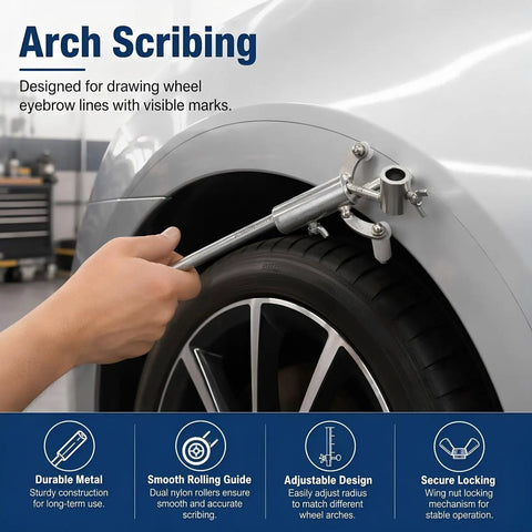 Heavy Duty Adjustable Wheel Arch Scriber And Garage Ready Automotive Body Line Gauge for precise wheel arch marking.
