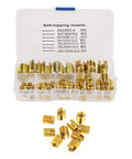 Brass Self Tapping Slotted Inserts Kit For Metal And Plastic Repair, 50 Pcs, Quick Install, Vibration Resistant, Tight Fit, Air Tight Sealing, Pro Grade DIY Fixes For Durable, Easy Home And Workshop Projects. Assorted brass inserts in case