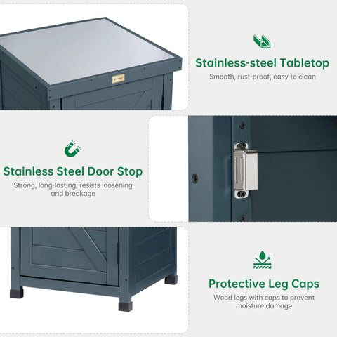 Features of Must Have Outdoor Storage Cabinet And Potting Bench With Metal Top Shelves for Patio Garden in Anthracite Grey