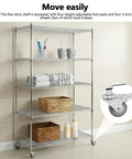 Hella Tough 5 Tier Wire Shelving Cart With Rolling Casters Adjustable Heavy Duty Storage Rack For Garage Home Shop Flex Your Space No Fuss Vertical Organization Unit with four shelves and rolling wheels.