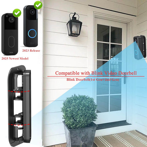 Corner Mount For Video Doorbell Camera Adjustable Angel Mount From 30 To 145 Degrees For Maximum Front Porch Coverage Easy Tool Free Installation Wide Viewing Range Fits First And Second Gen Doorbells Secure Stable Fit installed on door frame