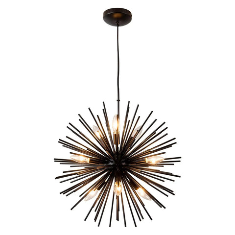 Modern Black Sputnik Chandelier 9 Light Pendant Ceiling Fixture With Starburst Firework Design for Bedroom Living Room Dining Room