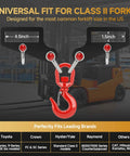 Heavy Duty Forklift Lifting Hook With Side Shackle Holes 6800 Lbs one piece forged steel safety hook for Class II forks