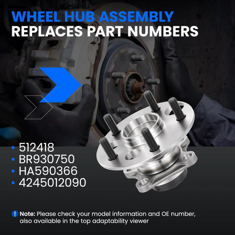Rock Solid Rear Wheel Bearing And Hub Assembly For Scion Xb 2008 To 2015 With ABS showing replacement part numbers and installation.