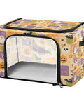Heavy Duty Foldable Storage Bin With Large Clear Window And Dual Zipper Openings For Quick Grab Access interior steel frame with festive pumpkin ghost art.