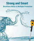 Brushless Stick Water Transfer Pump Compatible With 20V Battery Cordless Submersible Utility Pump with elephant splash illustration