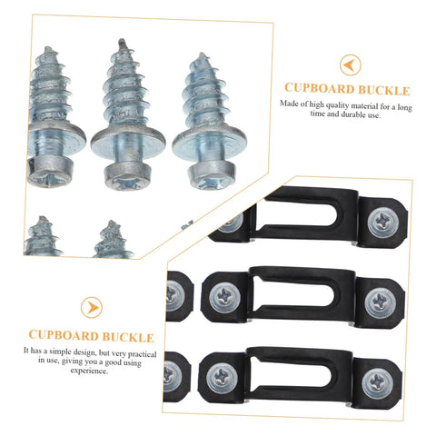 Fifty Pack Hidden Cabinet Connectors And Drawer Pull Screws With Slick Polished Finish For No Sweat Installation And Locked In Hold On Drawers Smooth Zinc Alloy Hardware, featuring durable screws and cupboard buckles.