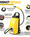 Heavy Duty 3000W Steam Cleaner Machine With 3.5L Tank And Six Attachments showing ergonomic handle and display screen for easy control.
