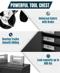 Heavy Duty Rolling Tool Cart With Five Roomy Drawers Plus Adjustable Shelves For Super Large Capacity Storage Organizer Cabinet with smooth gliding tracks and heavy-duty casters.