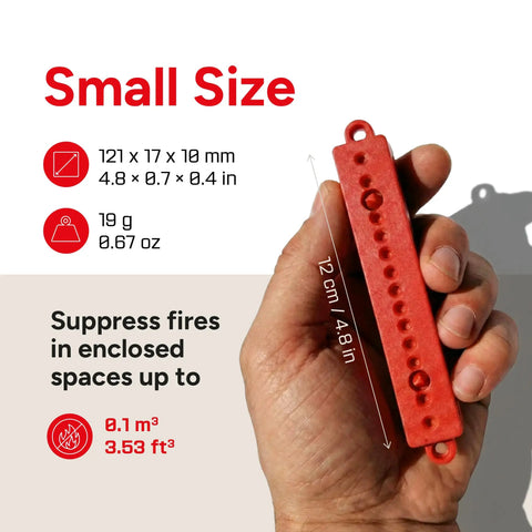 Heat Activated Automatic Fire Suppressant Aerosol Extinguisher Unit For Pickup Truck Rv Camper And Home Garage Instant Trigger shown in hand