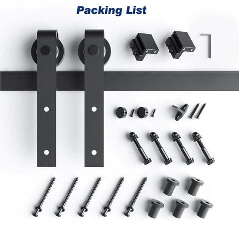 EaseLife 6.6 Ft Sliding Barn Door Hardware Track Kit With Basic J Pulley For 36 To 40 Inch Wide Single Door Aluminum Black