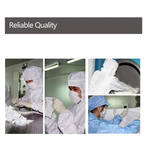 Cleanroom wipe cloths collage with workers in white protective suits handling lint-free wipes.