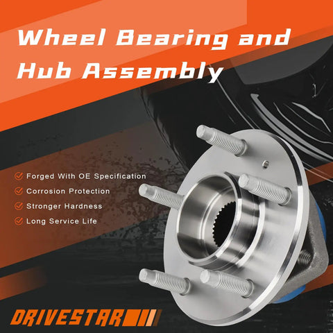 Front Wheel Hub And Bearing Assembly For Chevy Impala Monte Carlo Buick Century Regal LaCrosse Pontiac Grand Prix Aztek Fwd AWD, polished metal, 5 bolts, corrosion resistant.