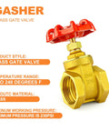 1 Inch Brass Industrial Gate Valve With Wheel Handle, heavy-duty, for water oil gas, full bore design, reliable sealing, product details shown