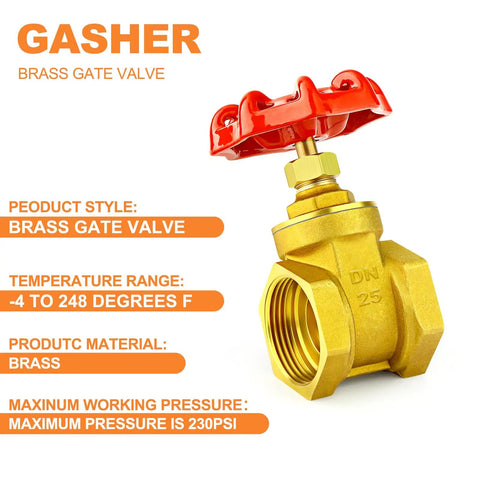 1 Inch Brass Industrial Gate Valve With Wheel Handle, heavy-duty, for water oil gas, full bore design, reliable sealing, product details shown