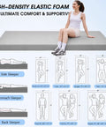 3 Inch Memory Foam Camping Pad For Car Camping And Tents, Cushy Roll-Up Floor Mat with sizing chart for various sleepers.