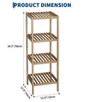 Slick Four Tier Bamboo Shelf Freestanding Bathroom Storage Rack Corner Organizer 12.9" by 12.9" by 38.5" for tight spaces.