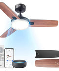 Smart Ceiling Fan With Lights, 42 Inch Black, 12 Speeds, 3 Modes, Stepless Color Tones, Dimmable LED Light, Remote App Control