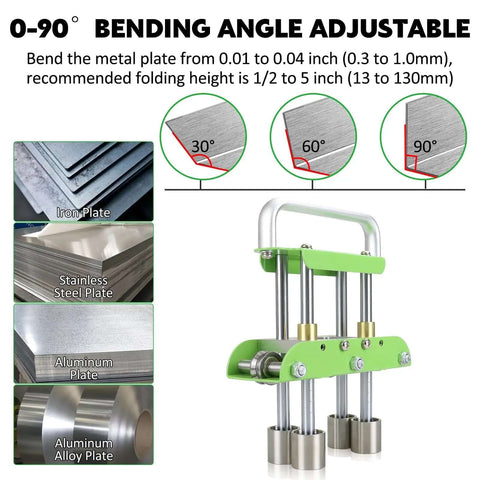Pro Grade Metal Roller Bender Kit For 0 To 90 Degree Bends with adjustable settings for aluminum, copper, and steel