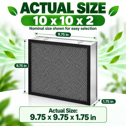 Top Shelf 10 By 10 By 2 Inch Merv 11 Washable Aluminum Hvac Air Filters 2 Pack with size dimensions for easy installation.