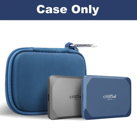 Blue Protective Case For Crucial X10 X9 X9 Pro X10 Pro Portable SSD 1TB 2TB 4TB 8TB With Inner Tray And Mesh Cable Organizer Case Only