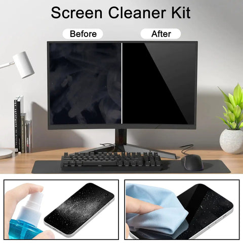 Screen Cleaner Spray 200ml For TV Computer Laptop Tablet And Phone Screens With Soft Cloth All In One Cleaning Kit demo